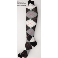 Black white charcoal argyle knee high socks size 5-10.5